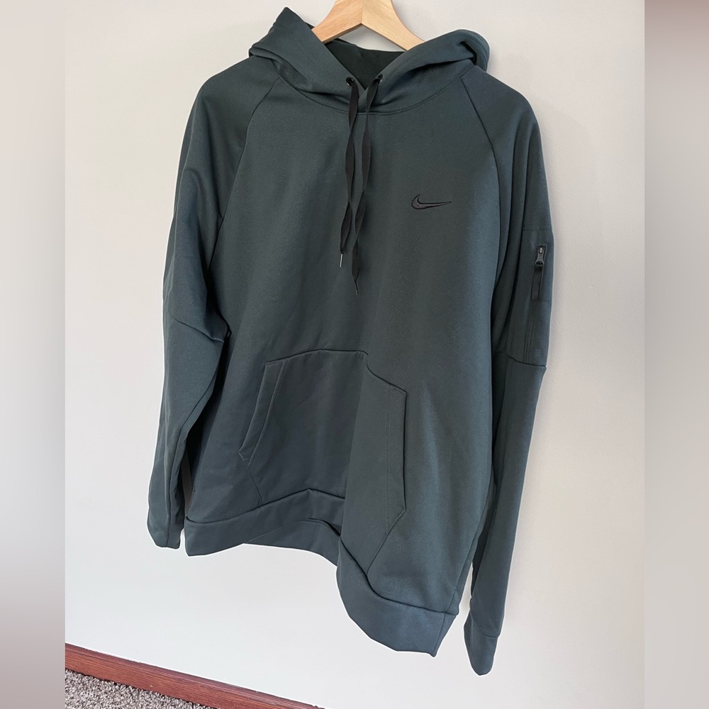 Nike Therma-FIT Mens XXL Hoodie Pullover Dark Green‎ Sleeve Pocket Sweatshirt